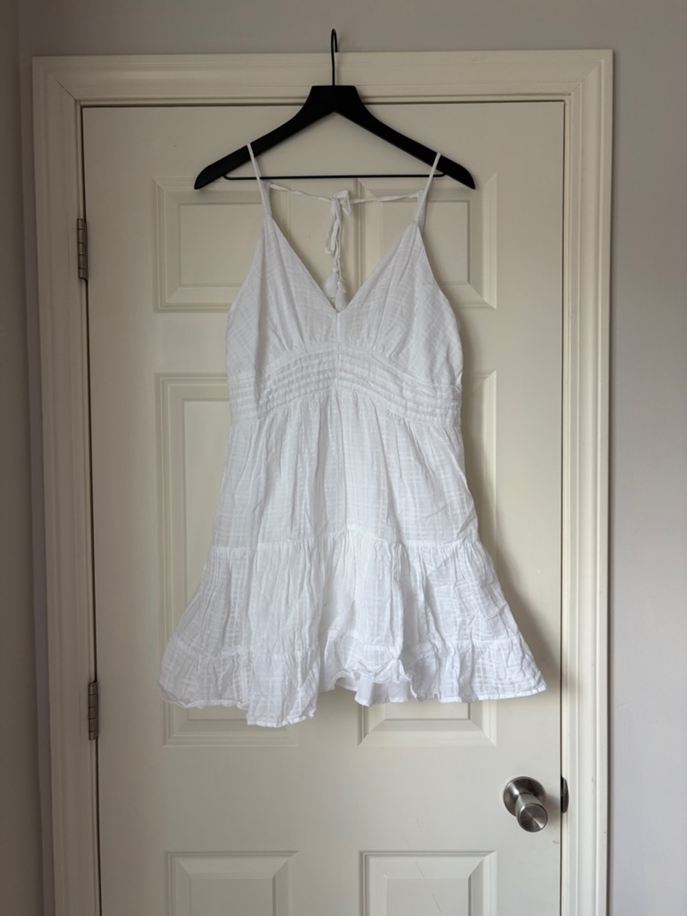 American Eagle Outfitters White Cotton Spaghetti-Strap Dress